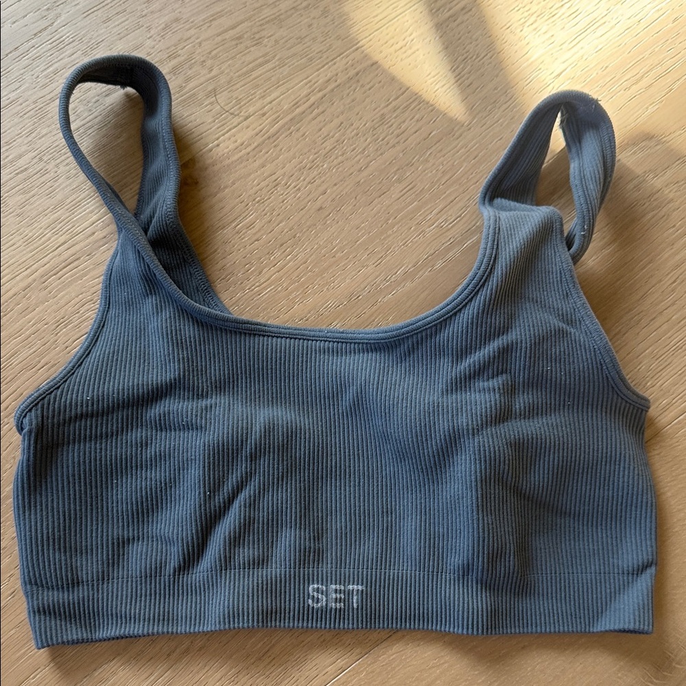 SET Active Ribbed Charcoal Sports Bra